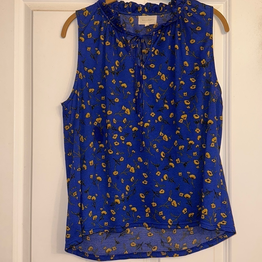 Melloday blue floral tank large ditsy sweet magnolias modest‎ - Picture 2 of 5